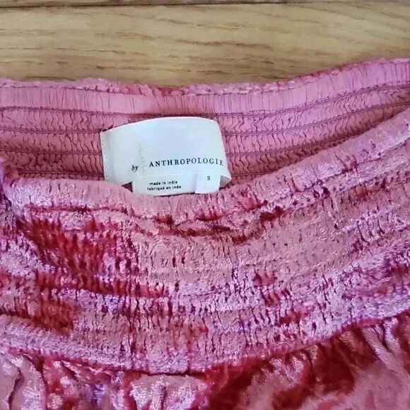 Anthropologie Luxury Velvet Embroidered Floral Pink Pants Size Small - Picture 7 of 11
